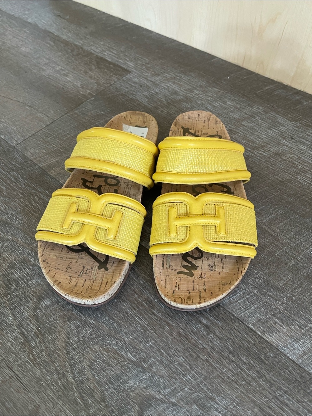 Sam Edelman Yellow Double-Strap Slide Sandals